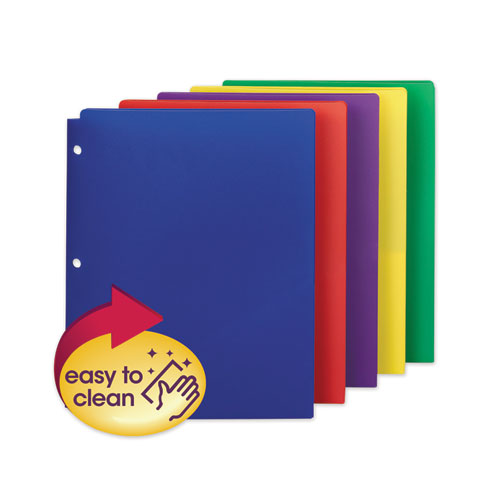 Poly Snap-In Two-Pocket Folder, 50-Sheet Capacity, 11 x 8.5, Assorted, 10/Pack-(SMD87939)