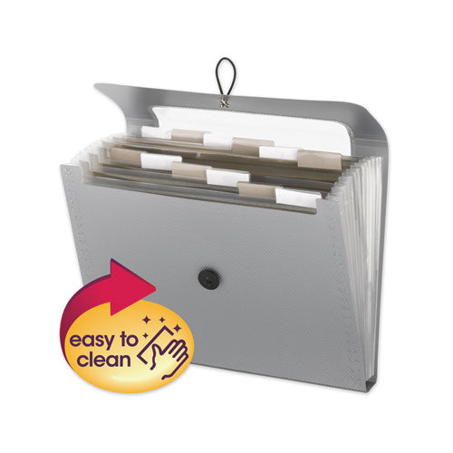 Step Index Organizer, 12 Sections, Cord/Hook Closure, 1/6-Cut Tabs, Letter Size, Silver-(SMD70903)