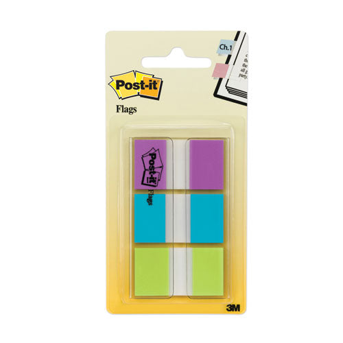0.94" Wide Flags with Dispenser, Bright Blue, Bright Green, Purple, 60 Flags-(MMM70071493244)