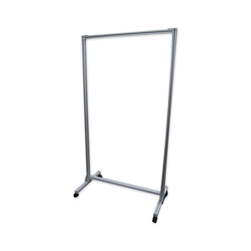 Acrylic Mobile Divider with Thermometer Access Cutout, 38.5" x 23.75" x 74.19", Clear-(GHECMD7438AT)