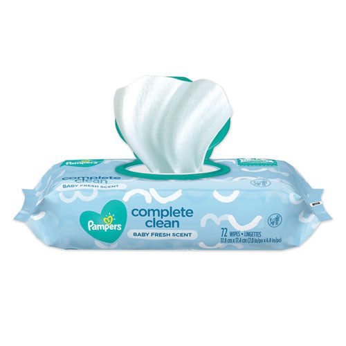 Complete Clean Baby Wipes, 1-Ply, Baby Fresh, 7 x 6.8, White, 72 Wipes/Pack, 8 Packs/Carton-(PGC75536)