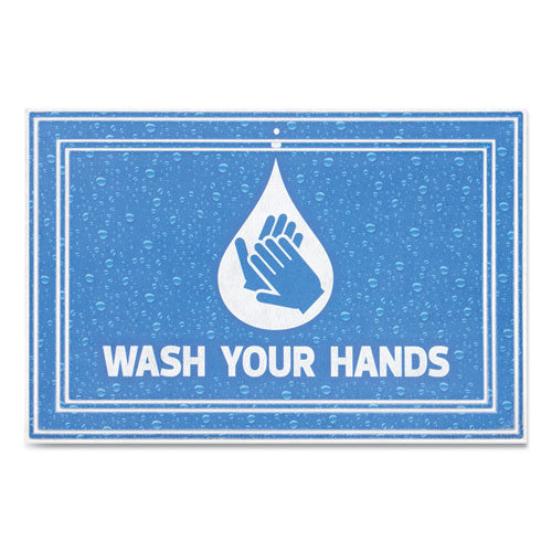 Message Floor Mats, 24 x 36, Blue, "Wash Your Hands"-(APH3984528822X3)