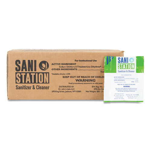 Sani Station Sanitizer and Cleaner, 0.5 oz Packets, 100/Pack-(SJMSANIS05100)