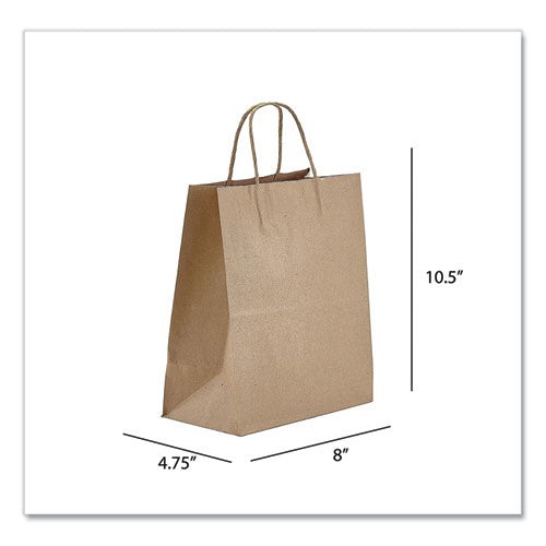 Kraft Paper Bags, Tempo, 8 x 4.75 x 10.5, Natural, 250/Carton-(PTENK8510)
