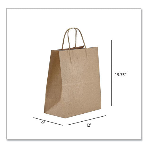 Kraft Paper Bags, Regal, 12 x 9 x 15.75, Natural, 200/Carton-(PTENK12916)