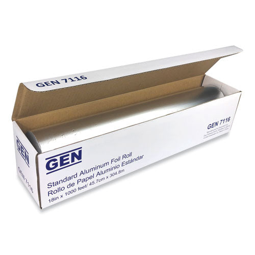 Standard Aluminum Foil Roll, 18" x 1,000 ft, 4/Carton-(GEN7116CT)