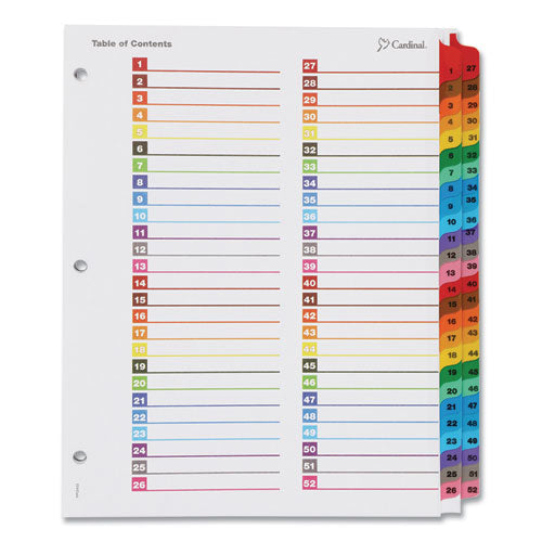 OneStep Printable Table of Contents and Dividers - Double Column, 52-Tab, 1 to 52, 11 x 8.5, White, 1 Set-(CRD60990)