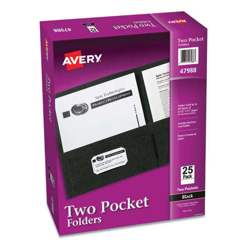 Two-Pocket Folder, 40-Sheet Capacity, 11 x 8.5, Black, 25/Box-(AVE47988)