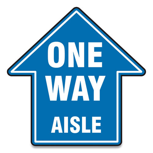 Slip-Gard Social Distance Floor Signs, 12 x 12, "One Way Aisle", Blue, 25/Pack-(GN1MFS464ESP)