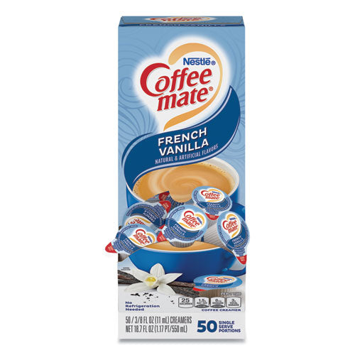 Liquid Coffee Creamer, French Vanilla, 0.38 oz Mini Cups, 50/Box-(NES35170BX)
