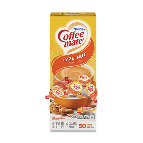 Liquid Coffee Creamer, Hazelnut, 0.38 oz Mini Cups, 50/Box-(NES35180BX)