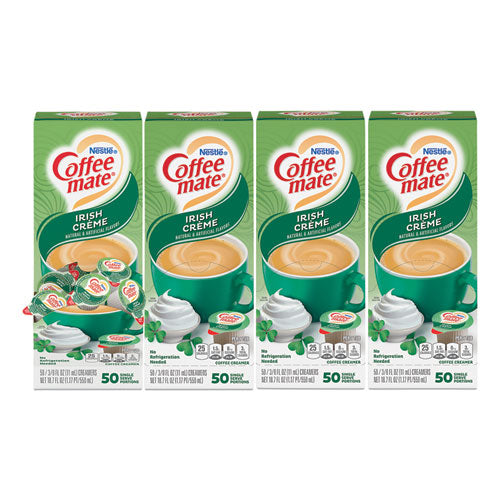 Liquid Coffee Creamer, Irish Creme, 0.38 oz Mini Cups, 50/Box, 4 Boxes/Carton, 200 Total/Carton-(NES35112CT)