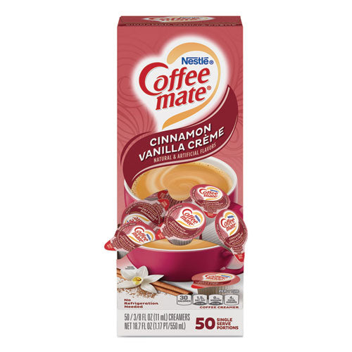Liquid Coffee Creamer, Cinnamon Vanilla, 0.38 oz Mini Cups, 50/Box-(NES42498)