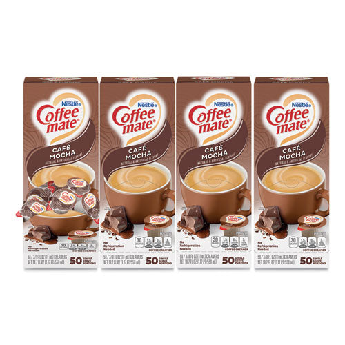 Liquid Coffee Creamer, Cafe Mocha, 0.38 oz Mini Cups, 50/Box, 4 Boxes/Carton, 200 Total/Carton-(NES35115CT)