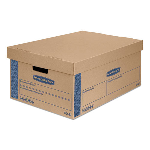 SmoothMove Prime Moving/Storage Boxes, Lift-Off Lid, Half Slotted Container, Large, 15" x 24" x 10", Brown/Blue, 8/Carton-(FEL0066001)