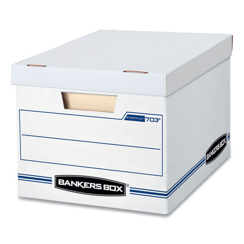 STOR/FILE Basic-Duty Storage Boxes, Letter/Legal Files, 12.5" x 16.25" x 10.5", White/Blue, 12/Carton-(FEL00703)