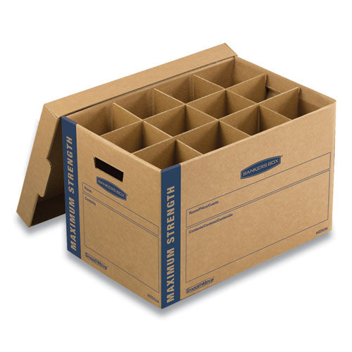 SmoothMove Kitchen Moving Kit with Dividers + Foam, Half Slotted Container (HSC), Medium, 12.25" x 18.5" x 12", Brown/Blue-(FEL7710302)