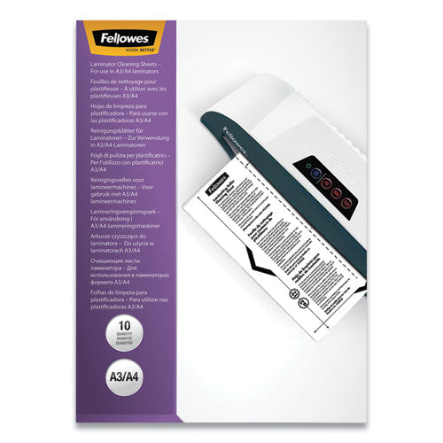 Laminator Cleaning Sheets, 3 to 10 mil, 8.5" x 11", White, 10/Pack-(FEL5320603)