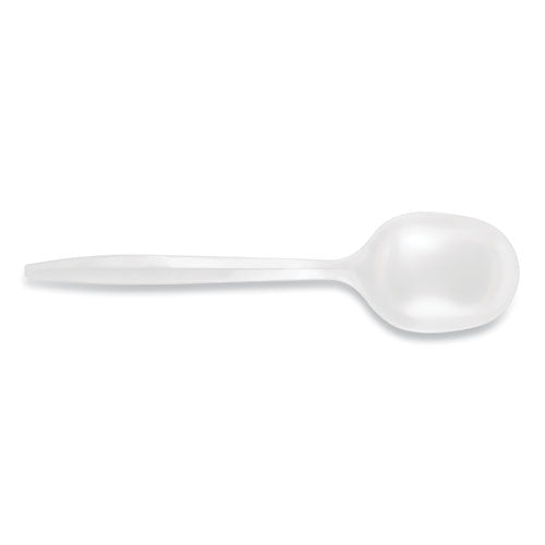 Mediumweight Polypropylene Cutlery, Soup Spoon, White, 1,000/Carton-(BSQ1014000)