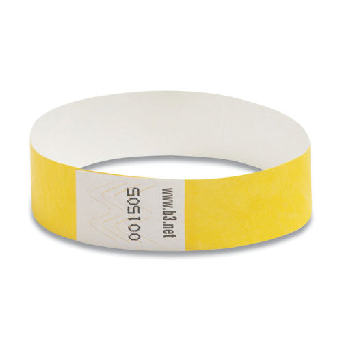 Security Wristbands, Sequentially Numbered, 10" x 0.75", Yellow, 100/Pack-(BAU85070)