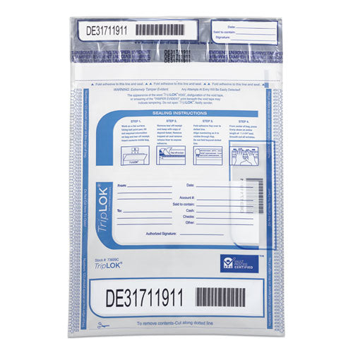 TripLOK Series A Tamper-Evident Bags, 9 x 12, Clear, 100/Pack-(CNK585028)