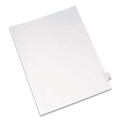 Preprinted Legal Exhibit Side Tab Index Dividers, Allstate Style, 26-Tab, X, 11 x 8.5, White, 25/Pack-(AVE82186)