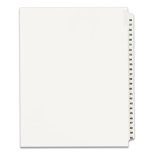 Preprinted Legal Exhibit Side Tab Index Dividers, Avery Style, 25-Tab, 26 to 50, 11 x 8.5, White, 1 Set, (1331)-(AVE01331)