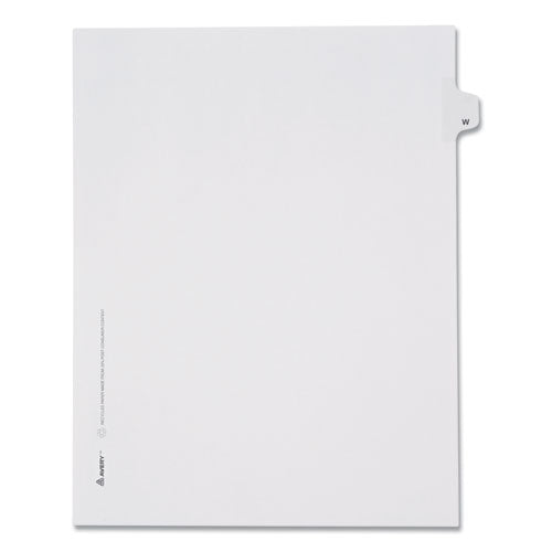 Preprinted Legal Exhibit Side Tab Index Dividers, Allstate Style, 26-Tab, W, 11 x 8.5, White, 25/Pack-(AVE82185)