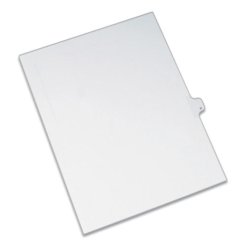 Preprinted Legal Exhibit Side Tab Index Dividers, Allstate Style, 26-Tab, P, 11 x 8.5, White, 25/Pack-(AVE82178)