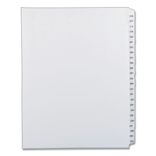 Preprinted Legal Exhibit Side Tab Index Dividers, Allstate Style, 25-Tab, 276 to 300, 11 x 8.5, White, 1 Set-(AVE82194)