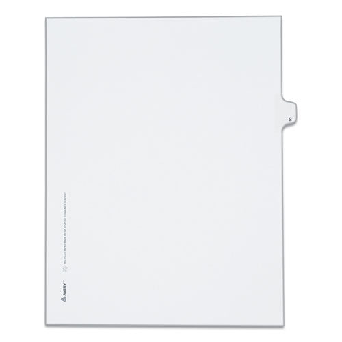Preprinted Legal Exhibit Side Tab Index Dividers, Allstate Style, 26-Tab, S, 11 x 8.5, White, 25/Pack-(AVE82181)
