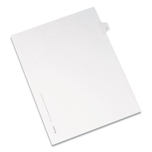Preprinted Legal Exhibit Side Tab Index Dividers, Allstate Style, 26-Tab, V, 11 x 8.5, White, 25/Pack-(AVE82184)