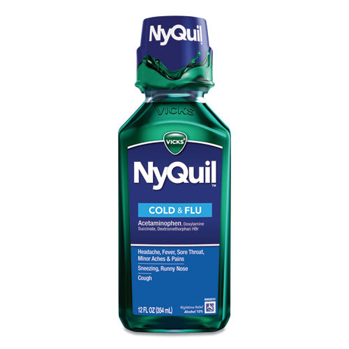 NyQuil Cold and Flu Nighttime Liquid, 12 oz Bottle-(PGC01426EA)