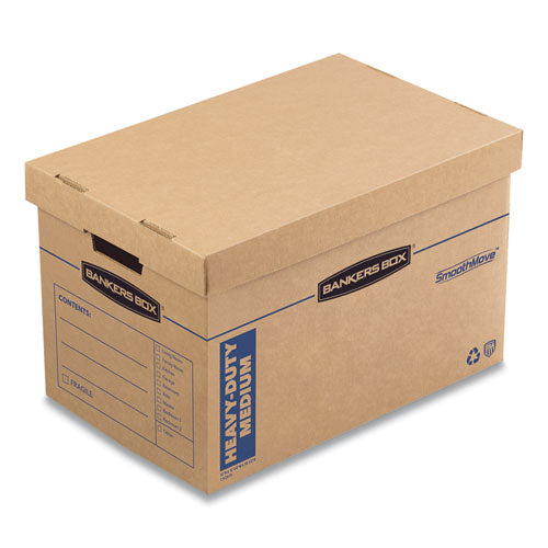 SmoothMove Maximum Strength Moving Boxes, Half Slotted Container (HSC), Medium, 12.25" x 18.5" x 12", Brown/Blue, 8/Pack-(FEL7710301)