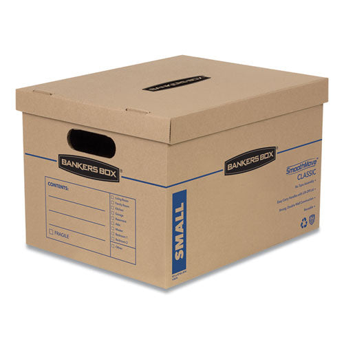 SmoothMove Classic Moving/Storage Boxes, Half Slotted Container (HSC), Small, 12" x 15" x 10", Brown/Blue, 10/Carton-(FEL7714203)