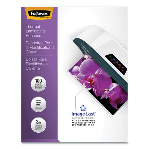 ImageLast Laminating Pouches with UV Protection, 3 mil, 9" x 11.5", Clear, 100/Pack-(FEL52454)