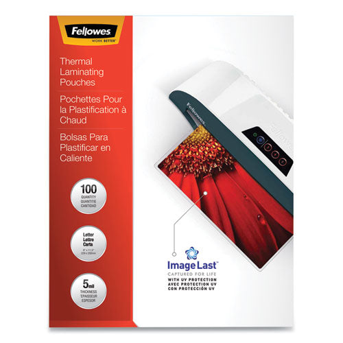 ImageLast Laminating Pouches with UV Protection, 5 mil, 9" x 11.5", Clear, 100/Pack-(FEL52040)
