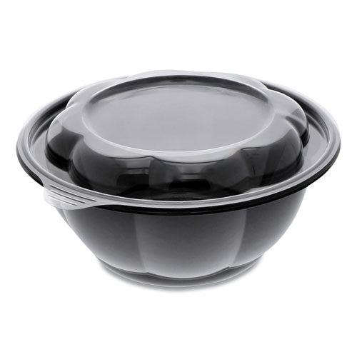 Roseware Bowl, 80 oz, 9.75" Diameter x 9h", Black Base/Clear Lid, Plastic, 252/Carton-(PCTLRW80B120)