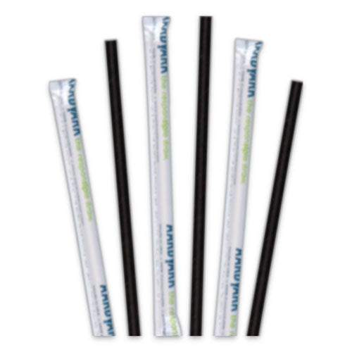 Aardvark Paper Straws, 5.75", Black, 3,200/Carton-(HFM61612099)