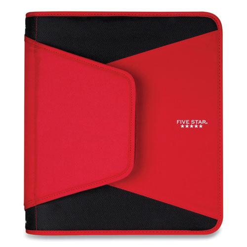 Tech Zipper Binder, 3 Rings, 1.5" Capacity, 11 x 8.5, Red/Black Accents-(ACC72206)