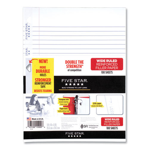 Reinforced Filler Paper, 3-Hole, 8 x 10.5, Wide/Legal Rule, 100/Pack-(ACC1506)