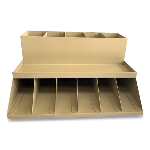 Coin Wrapper and Bill Strap 2-Tier Rack, 11 Compartments, 9.38 x 8.13 4.63, Plastic, Pebble Beige-(CNK500013)