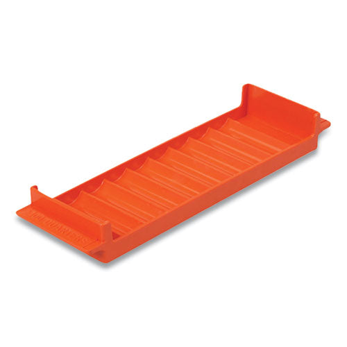 Stackable Plastic Coin Tray, Quarters, 10 Compartments, Denomination and Capacity Etched On Side, Stackable, Orange-(CNK560563EA)