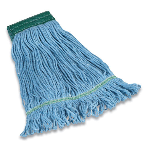 Looped-End Wet Mop Head, Cotton/Rayon/Polyester Blend, Medium, 5" Headband, Blue-(CWZ24420783)