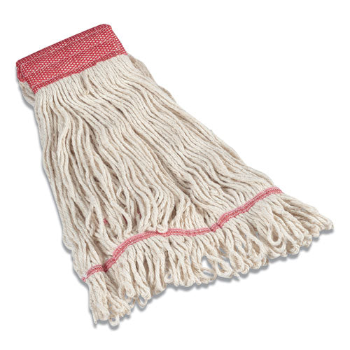 Looped-End Wet Mop Head, Cotton, Large, 5" Headband, White-(CWZ24420795)