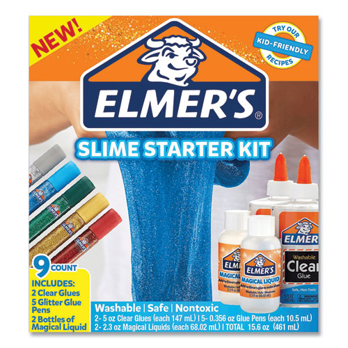 Slime Starter Pack, Two 5 oz. School Glues, Five 0.36 oz. Glitter Glue Pens Two 2.3 oz Magical Liquid Bottles-(EPI2024015)