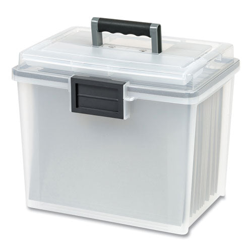 WEATHERTIGHT Portable File Box, Letter Files, 13.7 x 10.4 x 11.8, Clear/Gray Accents-(IRS110351)