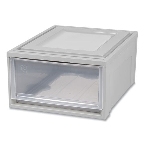 Stackable Storage Drawer, 7.75 gal, 15.75" x 19.62" x 9", Gray/Translucent Frost-(IRS170473)