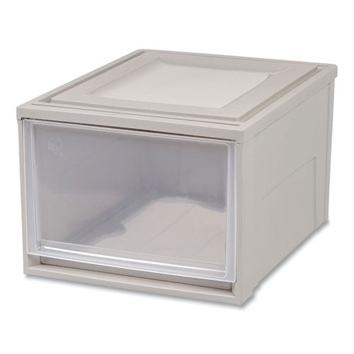 Stackable Storage Drawer, 10.85 gal, 15.75" x 19.62" x 11.5", Gray/Translucent Frost-(IRS170523)