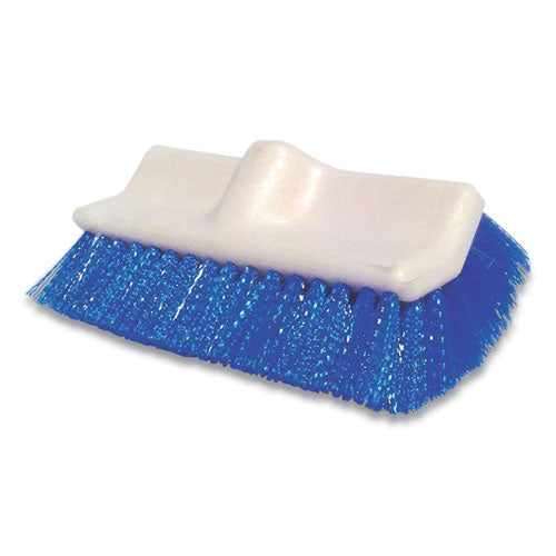 Synthetic Fiber Scrub Brush, Blue Synthetic Bristles, 10" Brush, White Foam Handle-(ODCDSSB)